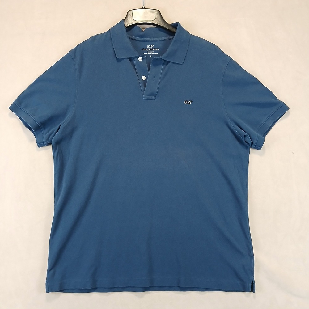 Vineyard Vines Large Mens Polo Shirt Pique Knit Navy Blue 23x29